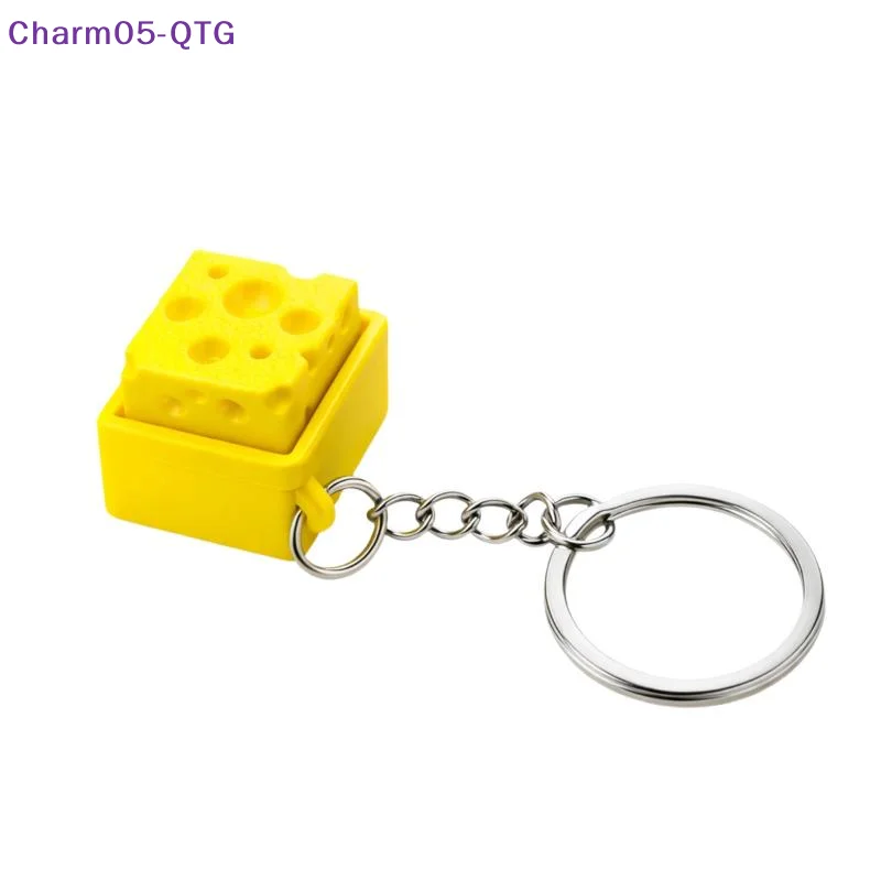 Funny Cheese Key Chain Keyboard Stress Relief Fidget Button Cheese Keycap Fidget Clicker Keychain Keyboard Keychain Finger Toys