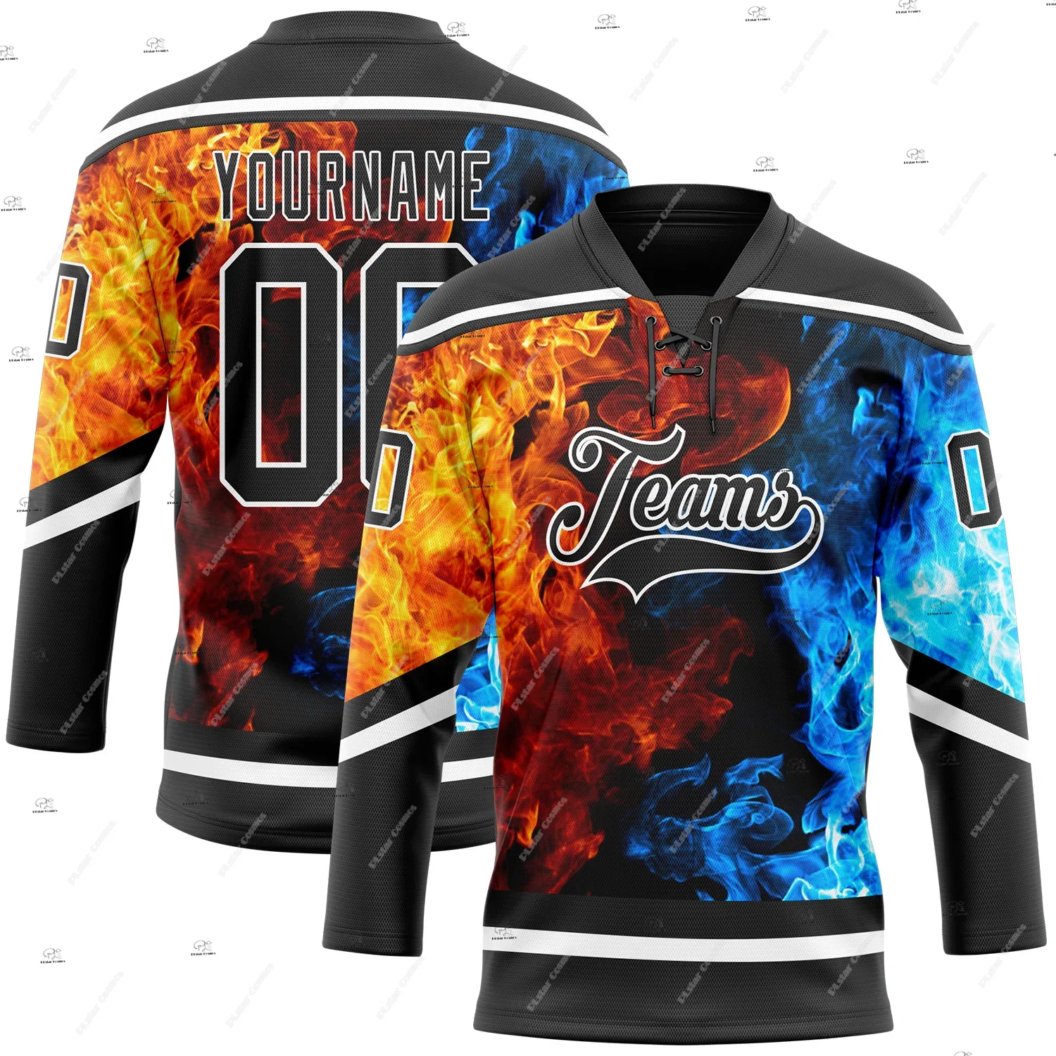 Custom Name Team Group Clothing Gradient Retro Vintage Lace Hockey Jersey Shirts 3DPrint Unisex Harajuku Casual Funny Pullover X view 2