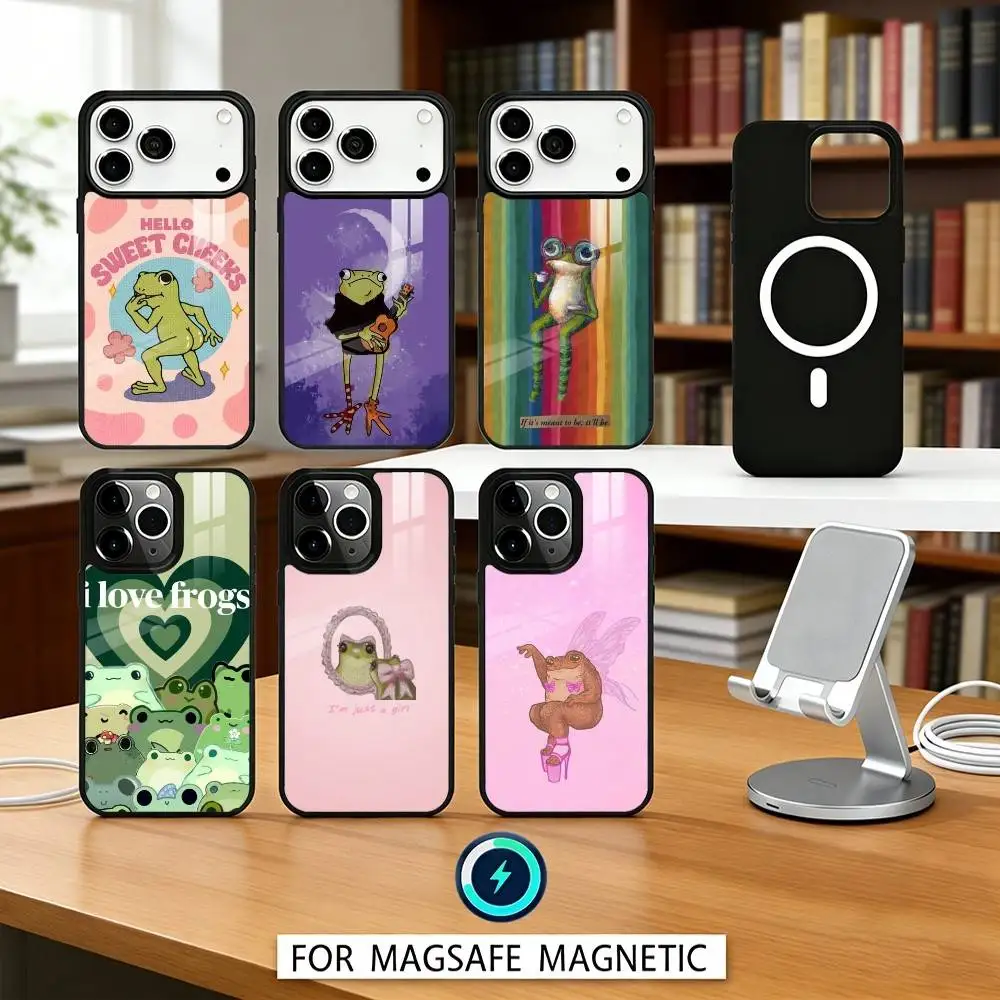 

T-The F-Frog Cute Phone Case For iPhone17,16,15,14,13,12,Pro,Max,Magnetic For Magsafe Wireless Charging
