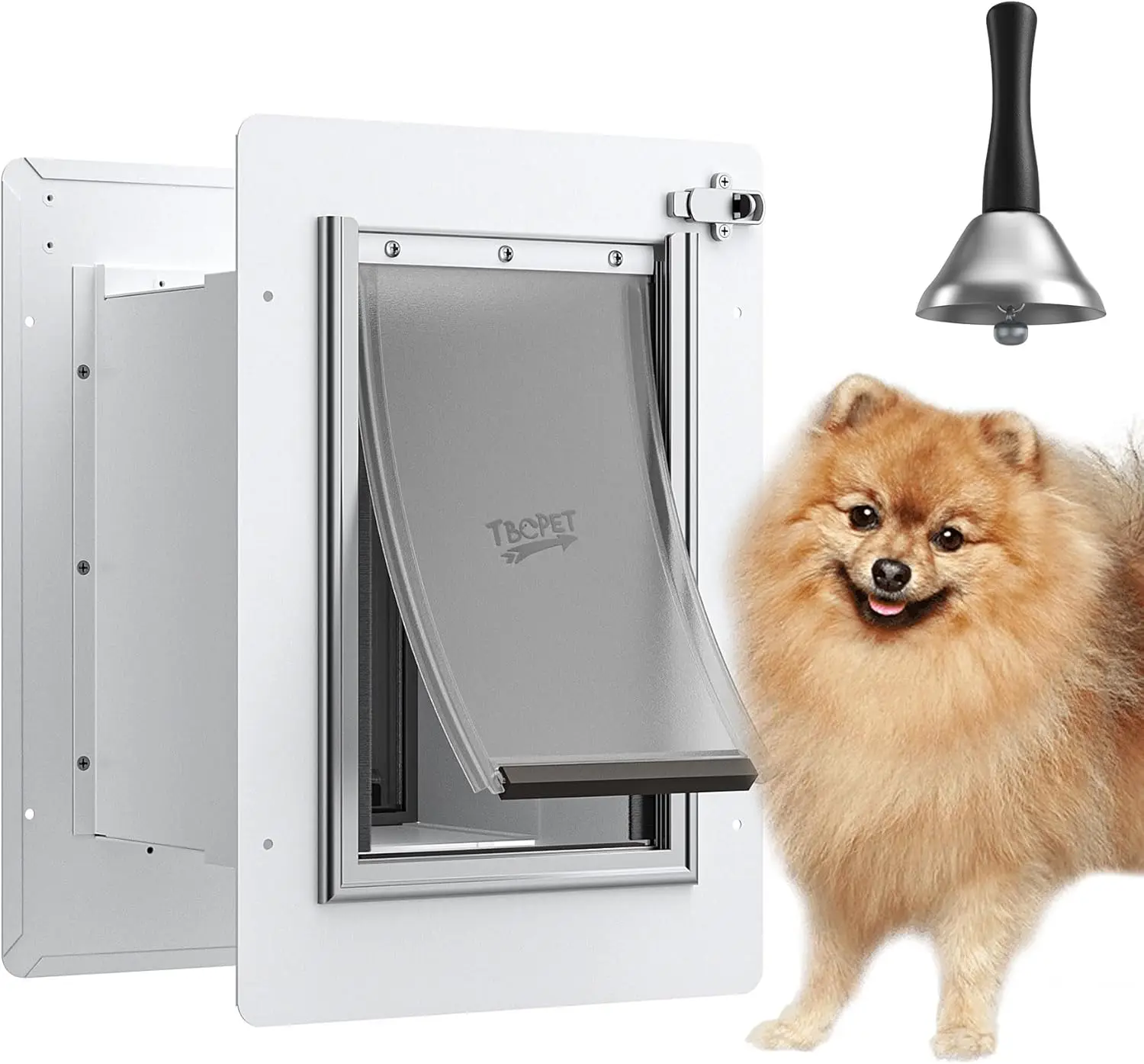 

Small Pet Door for Wall - Steel Frame, Telescoping Tunnel, Double Silicone Flaps, Secure Lock, for Cats up to 10 lbs