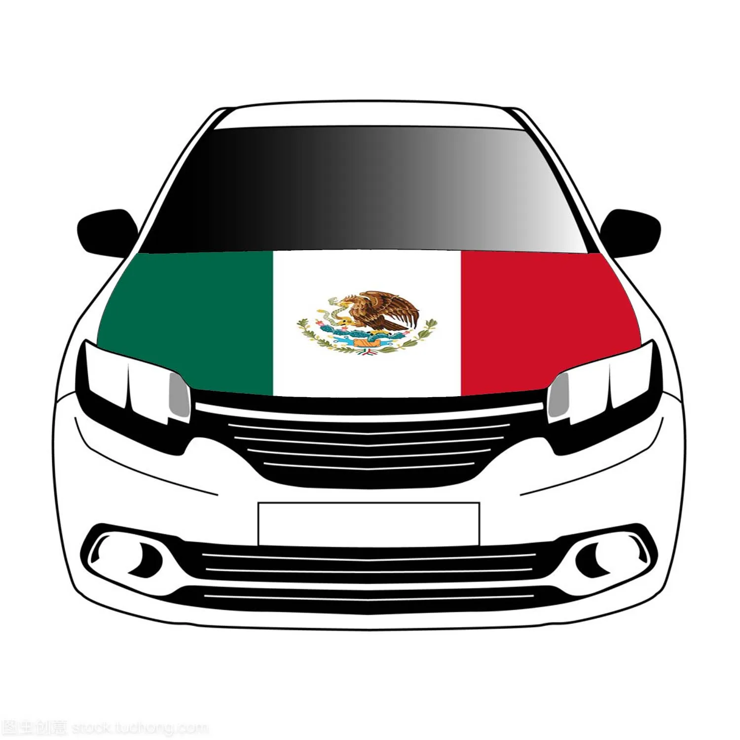 Mexican flag car Hood  cover flags 3.3x5ft/5x7ft  100%polyester Advanced sublimation printing car cover flag+triangle fastener