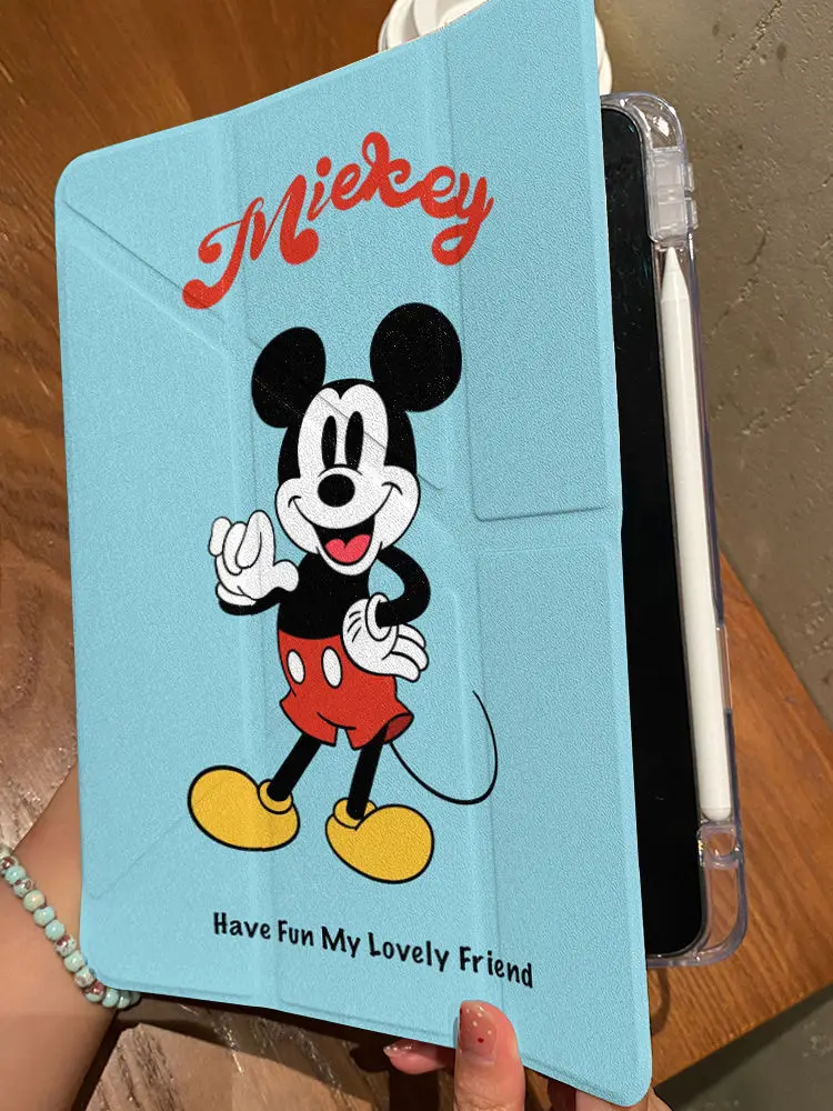 

Cute Mickey Case For iPad 10th Y-fold Multifunctional Protective Case IPad 7/8/9th Gen 10.2 11in Air 5 6 13in Shockproof Cover