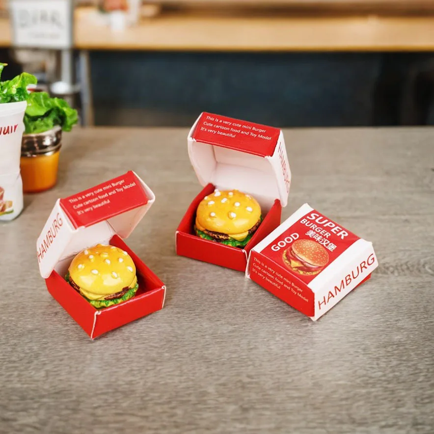 

Dollhouse Decorations Burger Boxes Food Grade Burger Packaging Boxes Non Folding Takeaway Packa Box Picnic Party Supplies