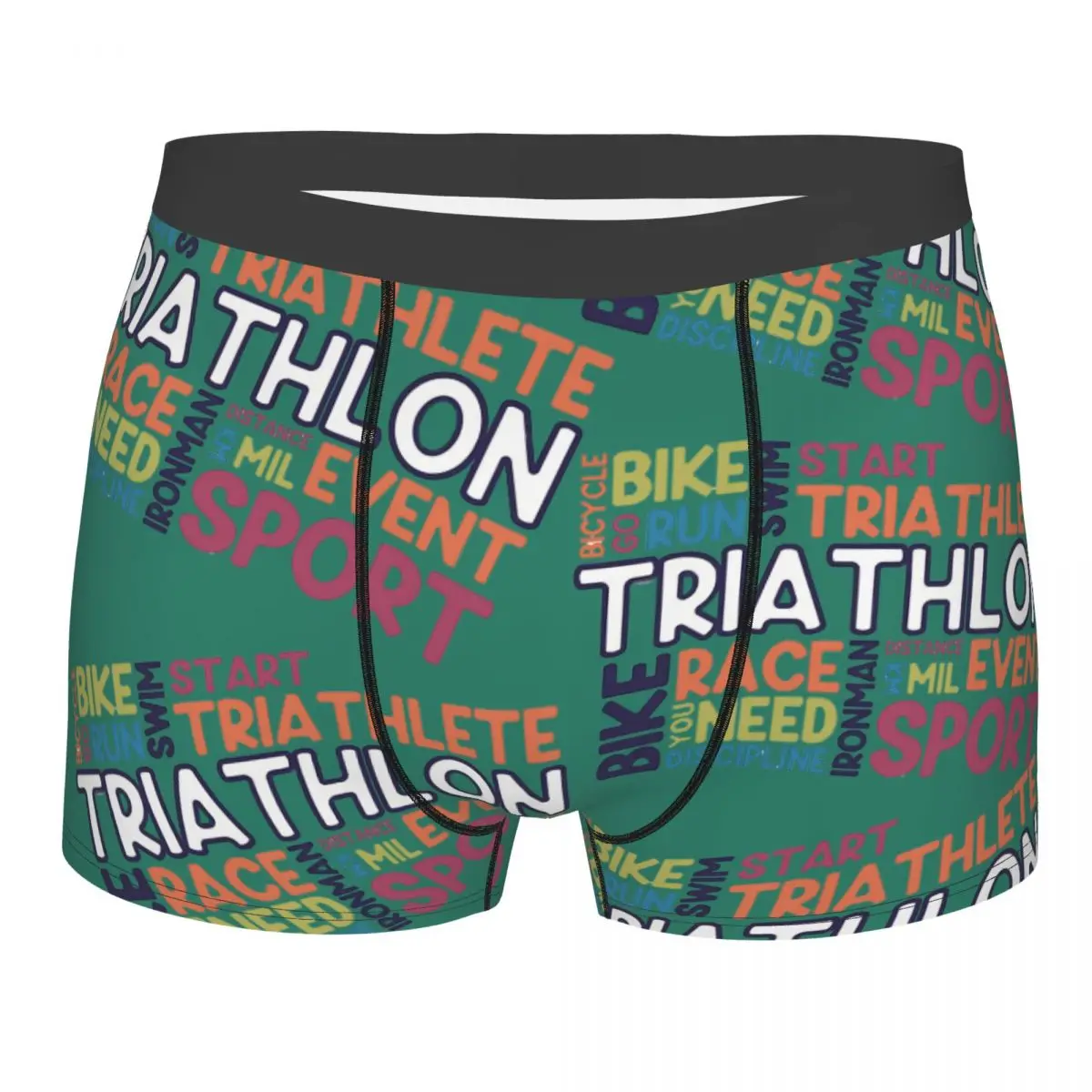 

Triathlon Bucket Men Printed Boxer Briefs Underpants Triathlon All letters Highly Breathable Top Quality Birthday Gifts