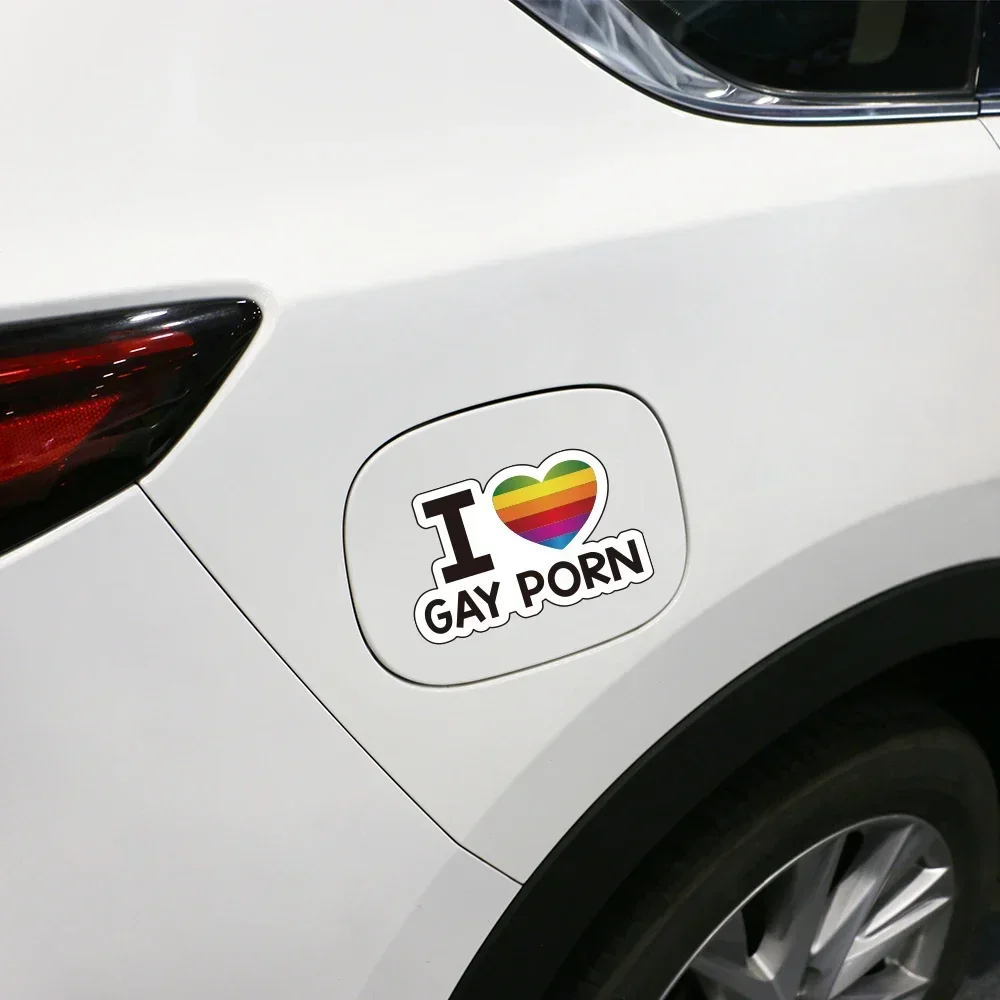 1PC Personality Rainbow I LOVE GAY PORN Decal Car Sticker Waterproof  Sunscreen PVC Funny Decal Auto DIY Decoration Accessories
