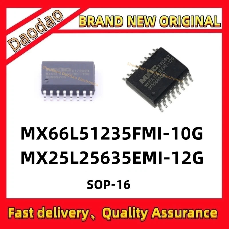 Quality New MX66L51235FMI-10G MX25L25635EMI-12G MX66L51235FMI MX25L25635EMI MX66L51235MX66L MX66 MX IC flash memory chip SOP-16