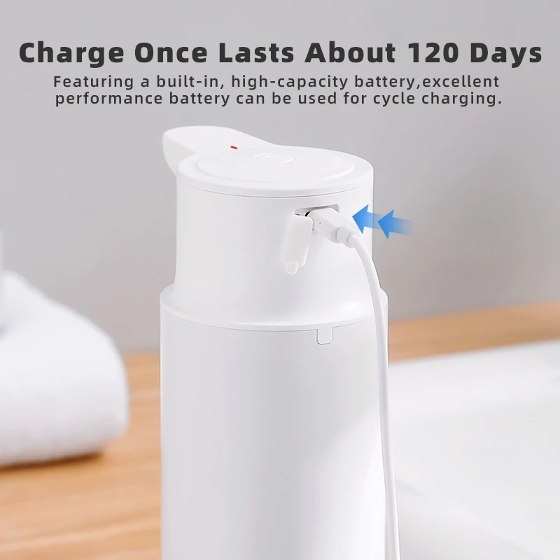 Stainless Automatic Soap Dispenser320Ml Touchless Rechargeable Foam Hand Sanitizer Dispenser Ipx5Waterproof for Kitchen Bathroom image 5