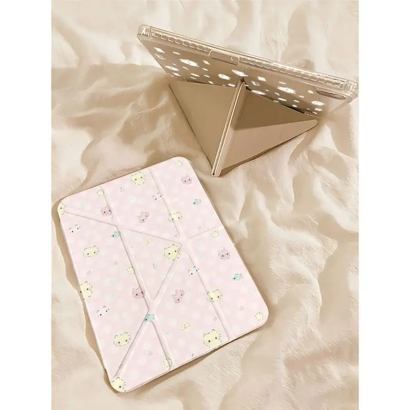 

Polka Dot Cartoon 3-Y Fold iPad Case For iPad Pro 11 13in 2025 iPad Pro 12.9in Air7 10th 11th M4/5 MINI Buckle Protective Cover