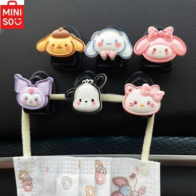 

MINISO Sanrio HelloKitty Family Car Co-pilot Storage Hook Front Small Sticky Hook Cartoon Melody Kuromi Car Interior Decoration