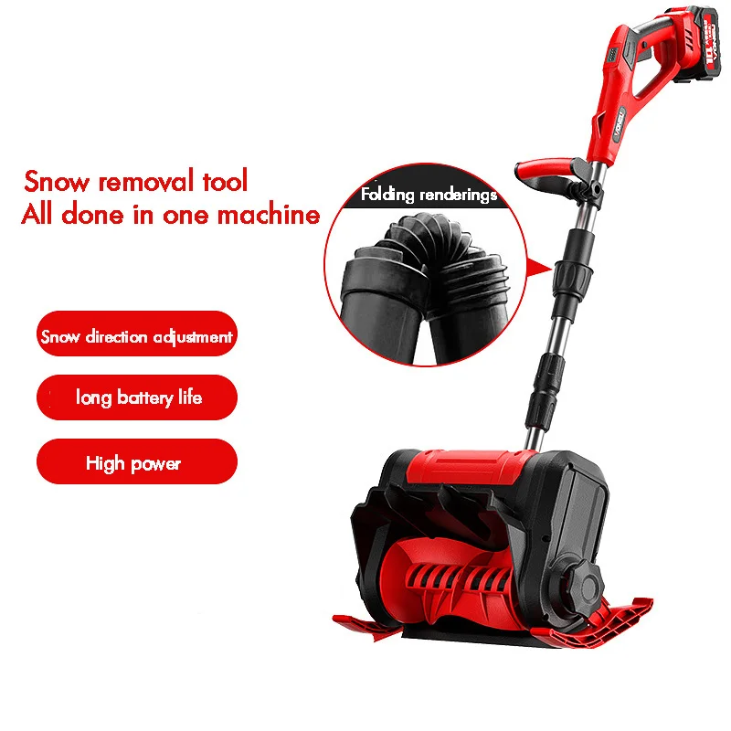 Foldable High-Power Electric Snowplow for Outdoor Road Snow Removal - Portable Battery Operated Snow Clearing Device