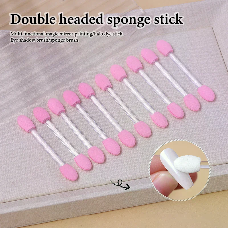 10 szt. Pędzle do cieni do powiek, profesjonalne aplikatory z gąbką do makijażu, dwustronne pędzle kosmetyczne, artykuły do makijażu.