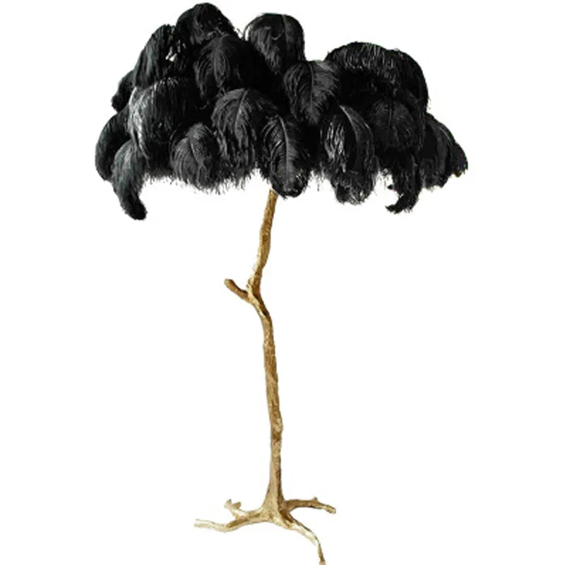 All copper resin feather floor lamp designer original LED living room bedroom branch ostrich hair table lamp