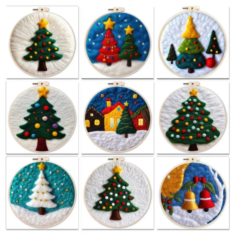 

SDOYUNO Christmas Tree Pattern Diy Wool Felting Painting For Beginners Kits Art Craft Needle Felt Embroidery Starter Set Gift