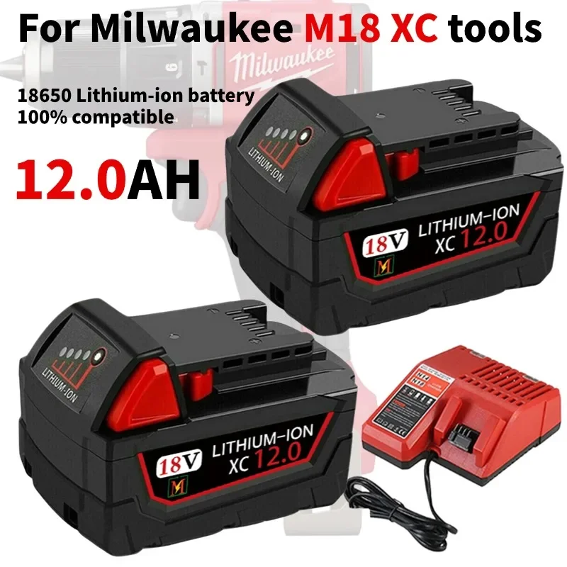 

Replacement Lithium Battery 18V 9Ah/12Ah for Milwaukee M18 XC 48-11-1860 48-11-1850 48-11-1840 48-11-1820 Cordless Power Tools