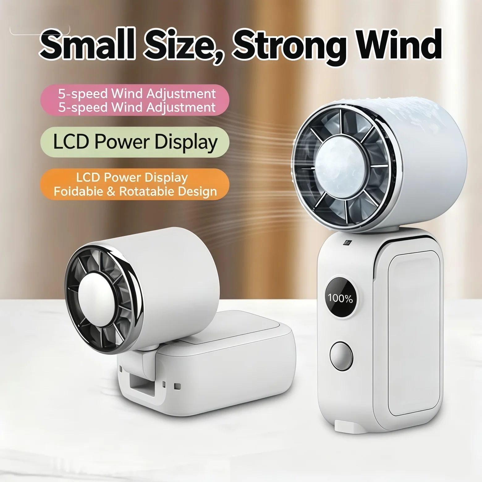 

New electroplating refrigeration fan magnetic handheld rotary folding fan portable waist neck desktop fan