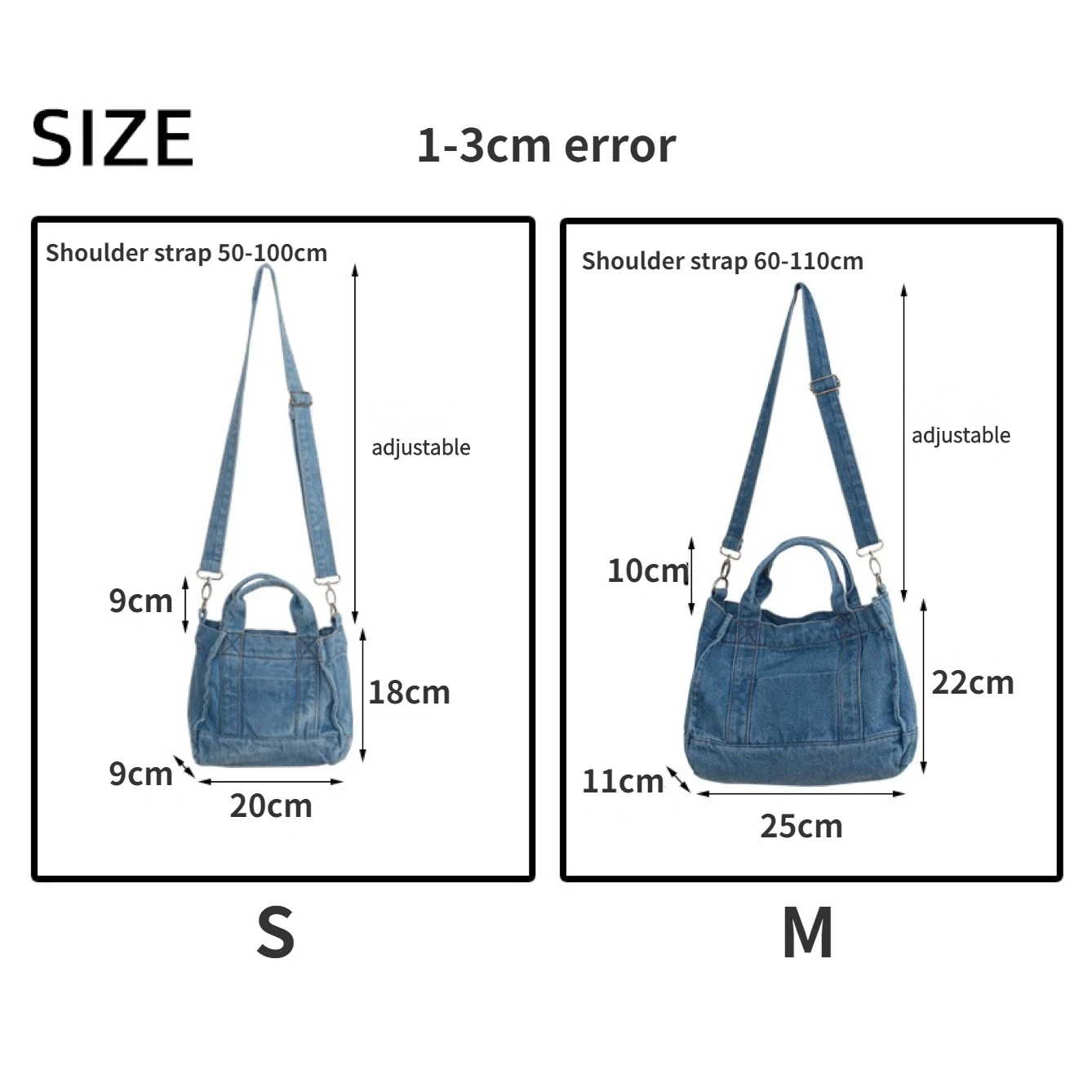 Vintage Denim Large Capacity Women\'s Shoulder Bag Fashion Solid Color Ladies Messenger Bags Simple Square Female Tote Handbag