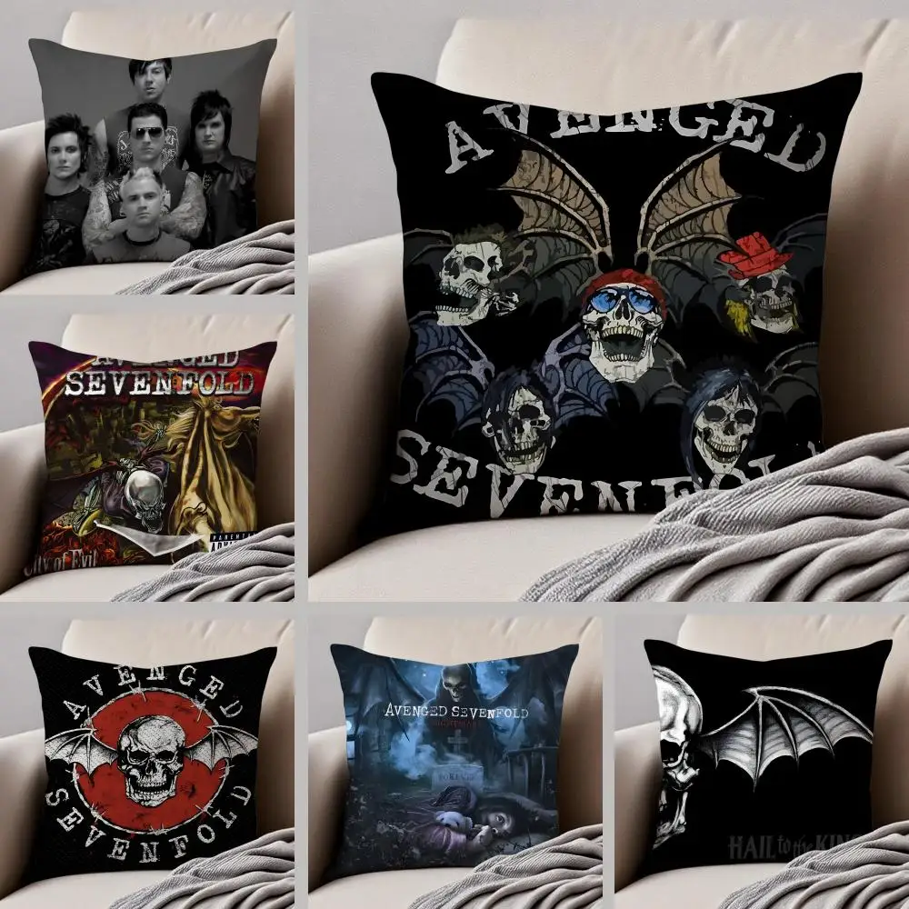 Metal American Band A-Avenged Sevenfold Cushion Cover Throw Pillow Cover Hidden Button Durable Polyester Chair Cushion