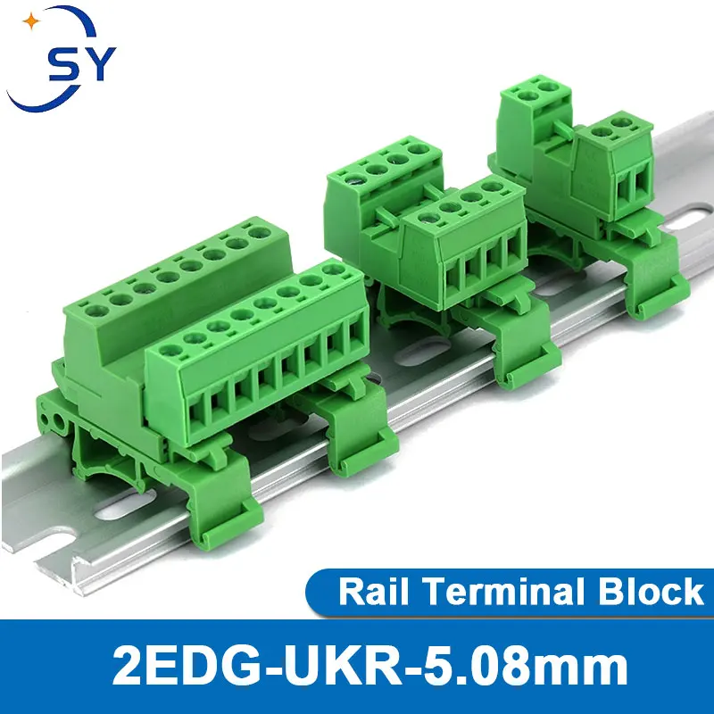 1Sets 2EDG-UKR-5.08mm Cable Butt Joint 35mm Rail Type Terminal Block Screw Plug-in Wire Connector Solderless Butt Joint 2P-24P