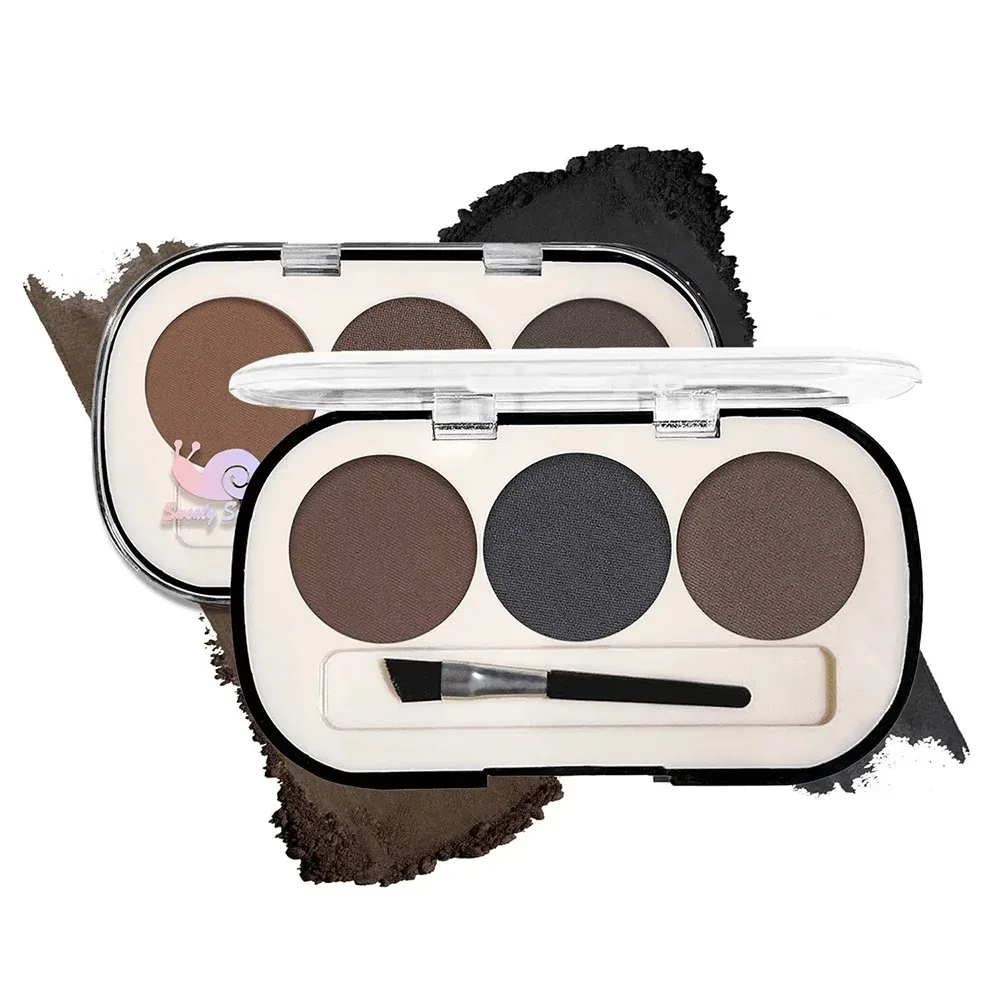 방수 매트 브로우 파우더 팔레트: 3D 쉐이핑, 오래 지속되고 블렌딩이 쉬운 겨울 및 휴일 룩용 브러쉬 포함