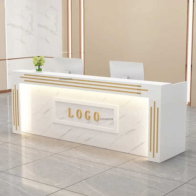 

Luxury Company Front Desk Modern Reception Desk Multifunctional Furniture Beauty Salon Counter Store Counter Cash Counter