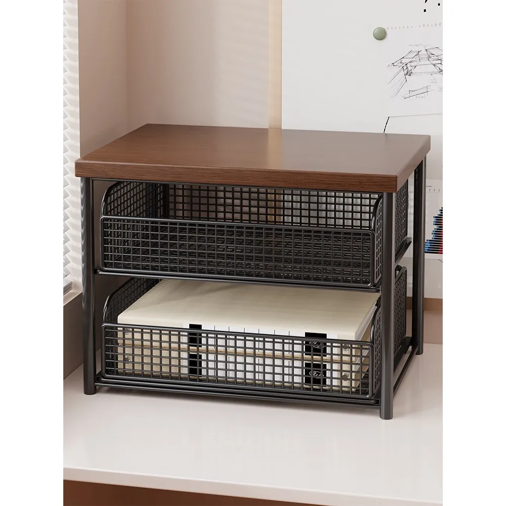 support-d'imprimante-de-bureau-porte-documents-multi-niveaux-support-de-bureau-meuble-de-rangement-avec-tiroir-style-simple-en-fer