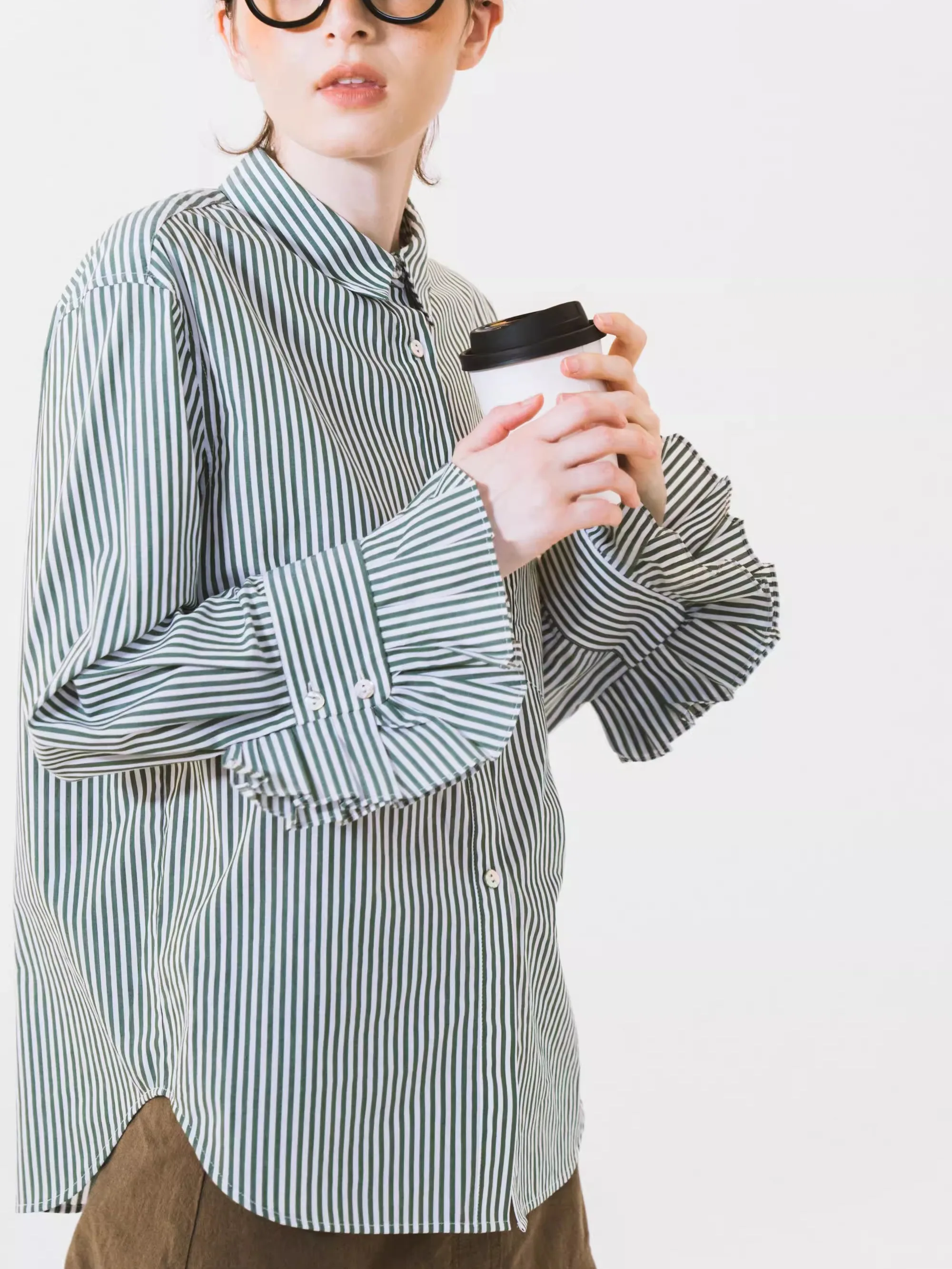 

Wokerker, осенний японский ретро-мани в полоску для поездок на работу, облегающий длинный све, универсальный, из чистого хлопка, женская мода