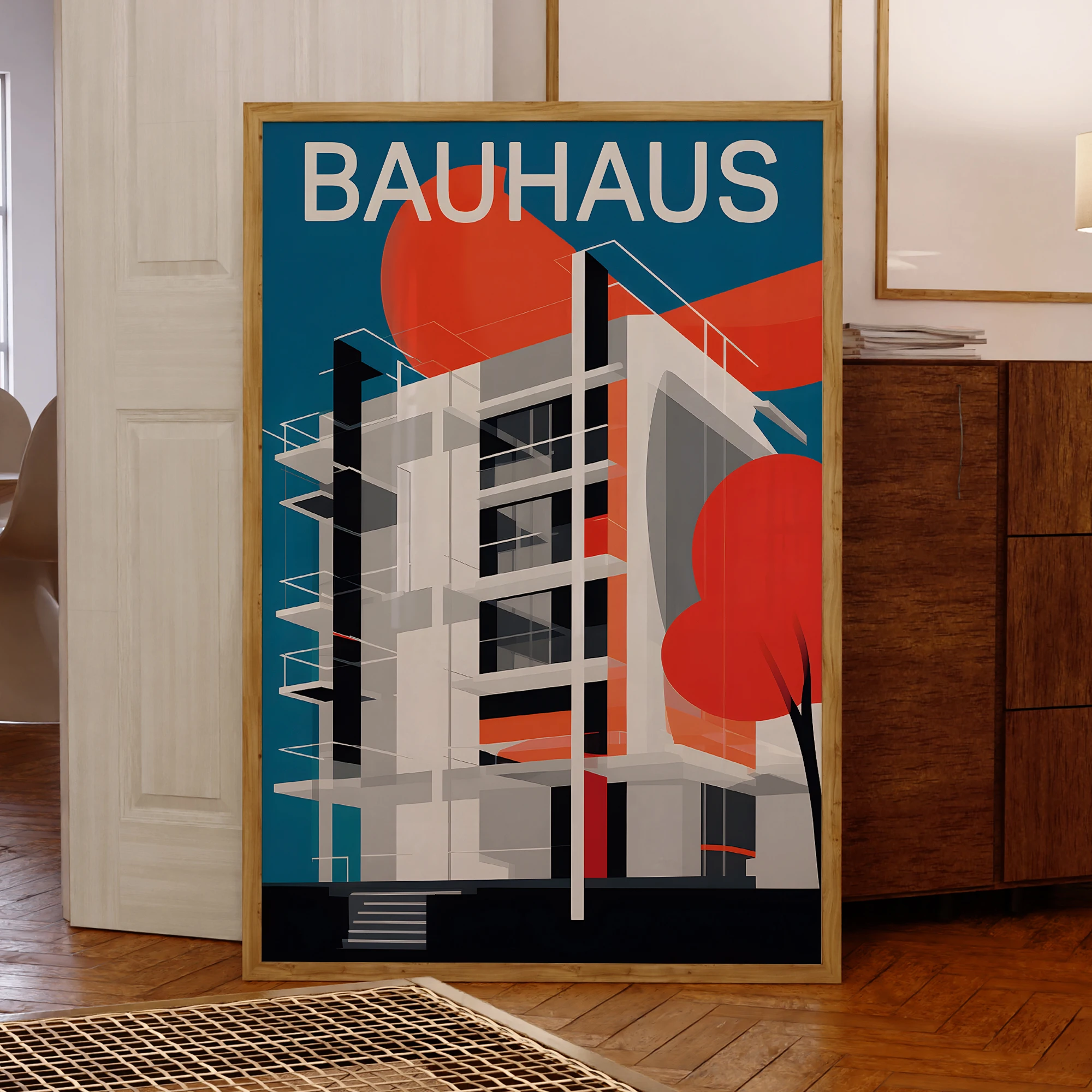 Moderne Bauhaus Retro Architektur Wand Kunstdrucke Aluminium Rahmen Leinwand Malerei Poster Bild Für Wohnzimmer Wohnkultur