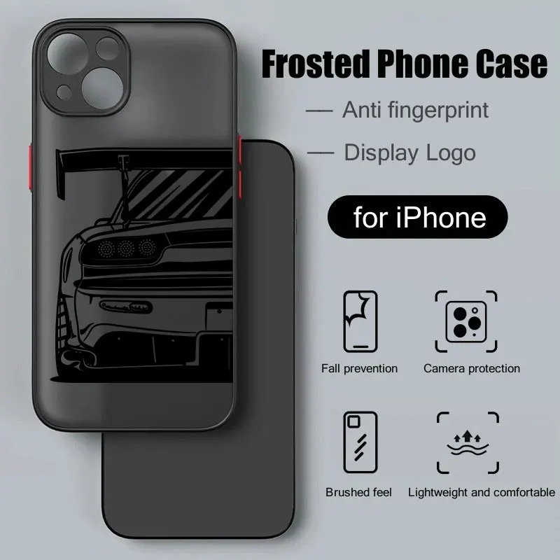 Matte Phone Case for iPhone 15 14 11 Pro 13 12 MINI XS Max XR X 7 8 6 6S Plus Silicone Edge Funda Clear Cover JDM Dream Car