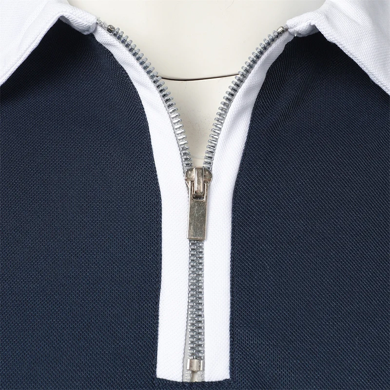 Men\'s Fashion Casual top Short Sleeve color with stylish zipper with men\'s lapel short sleeve top T-shirt Fashion short sleeve