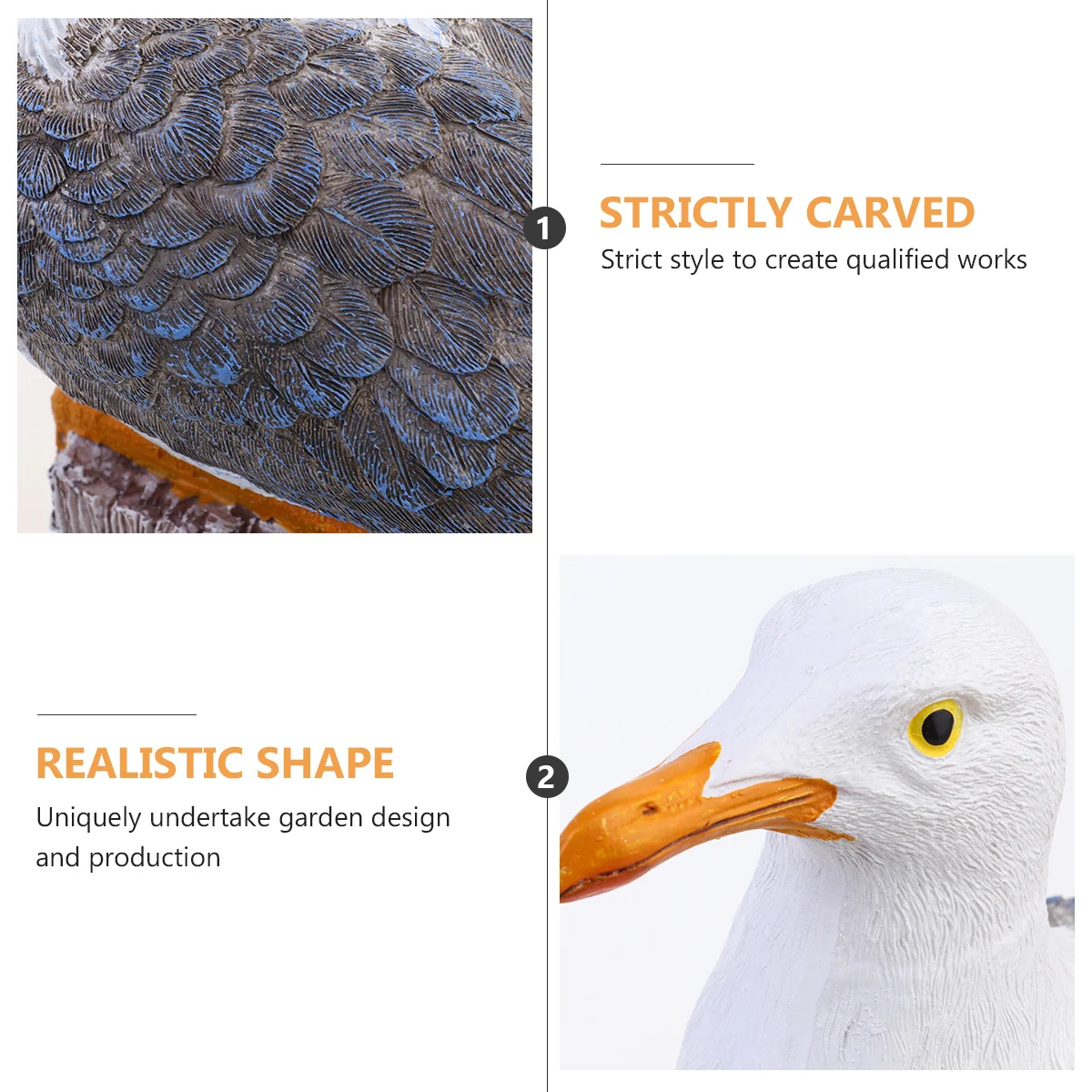 

Resin Seagull Desktop Ornament White Gray Realistic Sculpture Garden Shelf Bookshelf Car Decoration Modern Craft