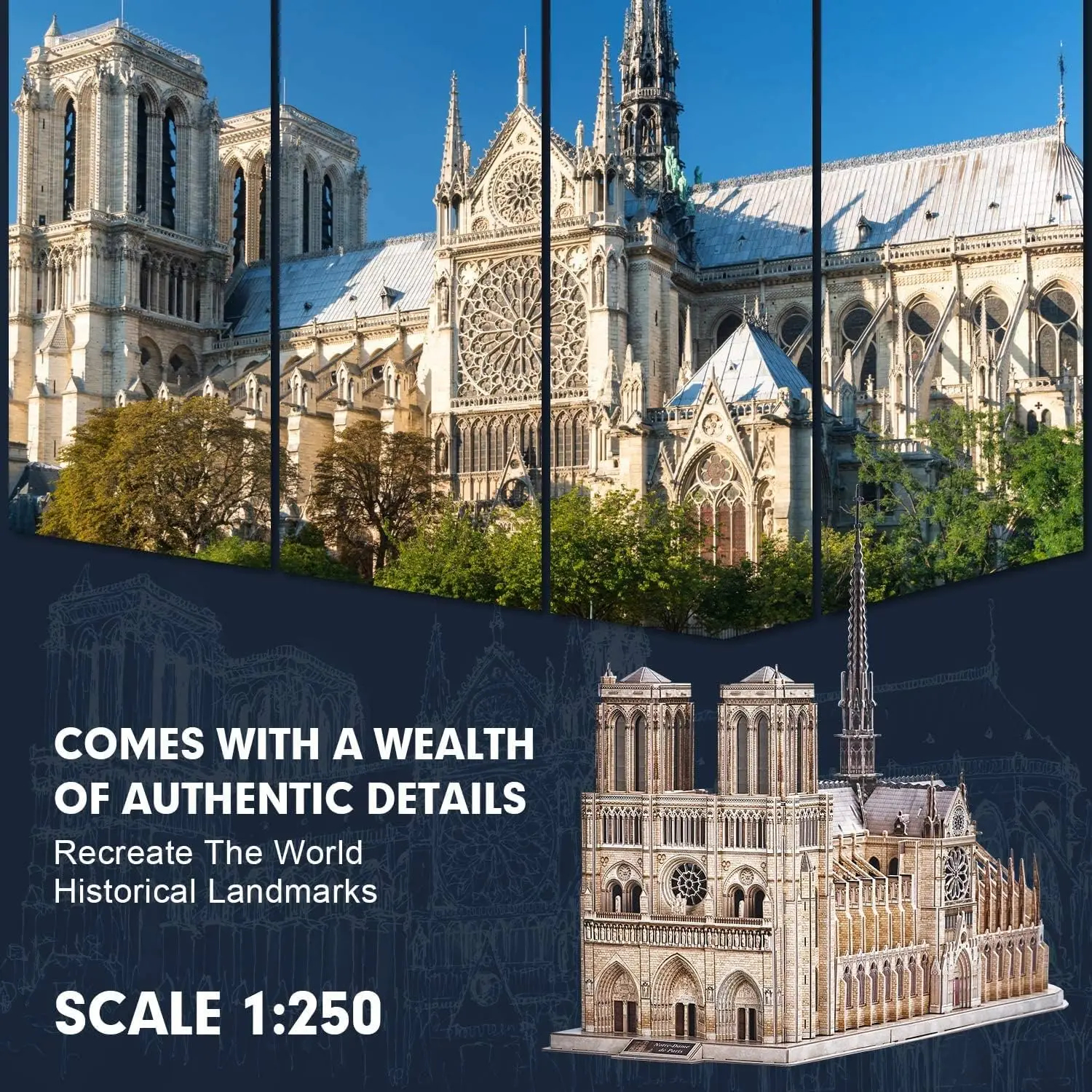 Puzzle 3D pour adultes, Kits de modèles d'église de Notre Dame de Paris mobiles, grand défi, cathédrale française, casse-tête, Architecture B