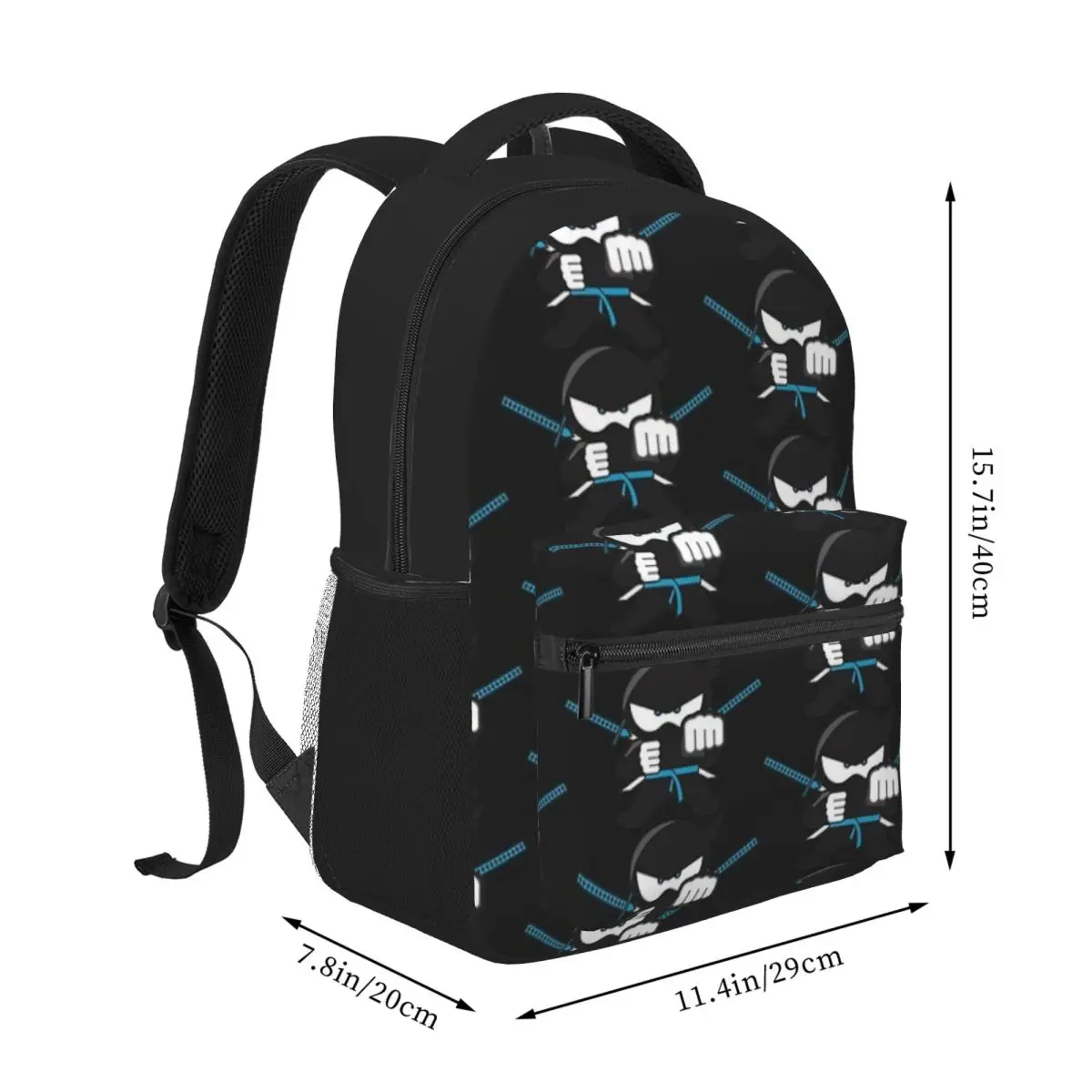 Ninja Kidz-mochila escolar de dibujos animados para niños y niñas, bolso de dos hombros, 16 pulgadas