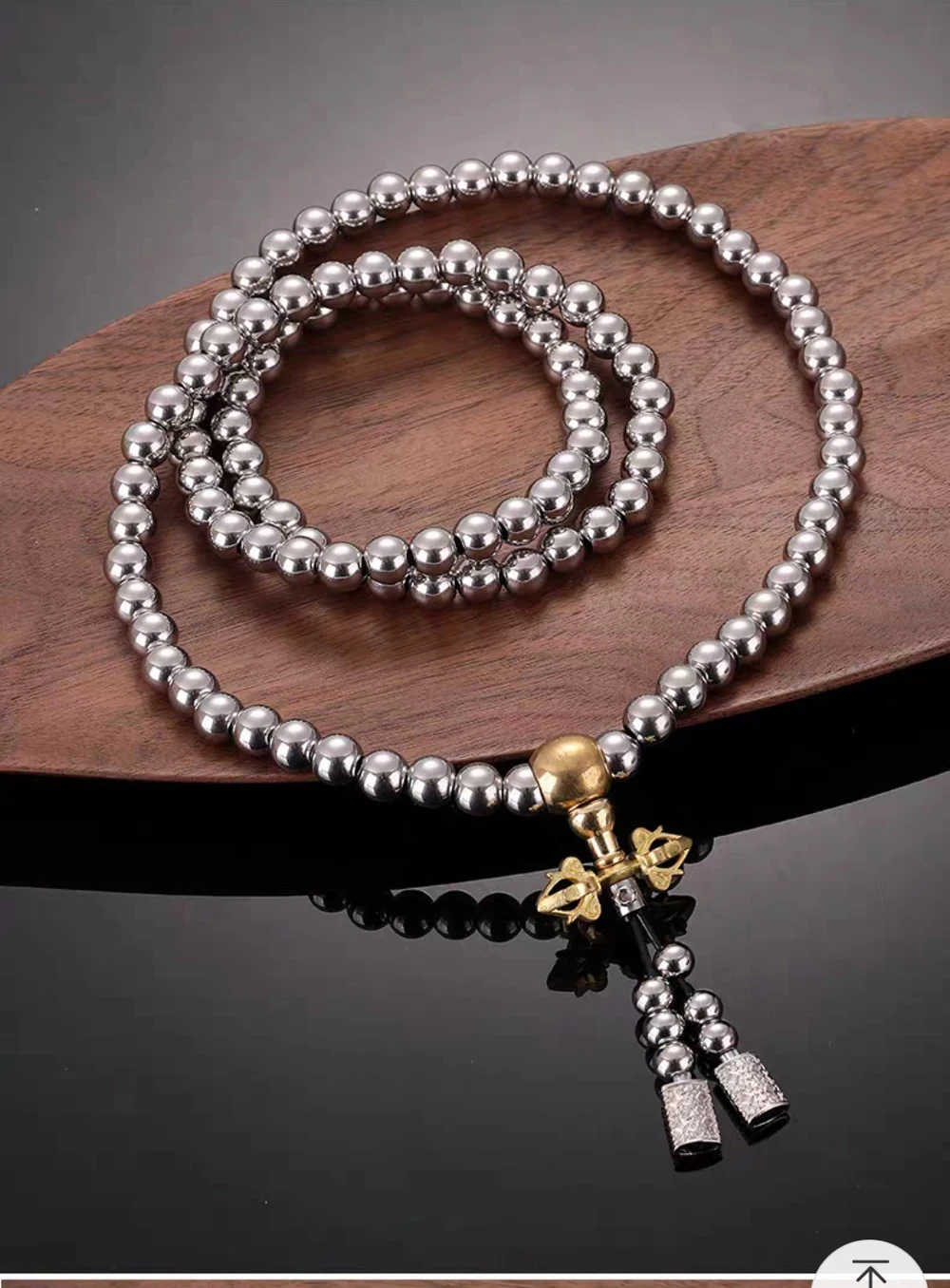 Tasbih EDC kalung rantai baja tahan karat, gelang liontin salib manik-manik Buddha untuk pria hadiah keren