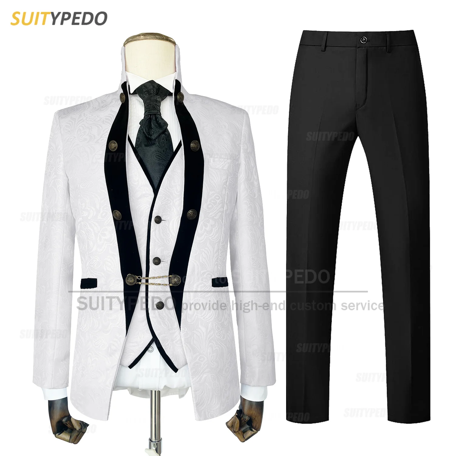 Luxury Men Suit Set Wedding Gala Groomsman Slim Fit Elegant Costumes Custom Piano Performance Formal Blazer Vest Pants 3 Pieces