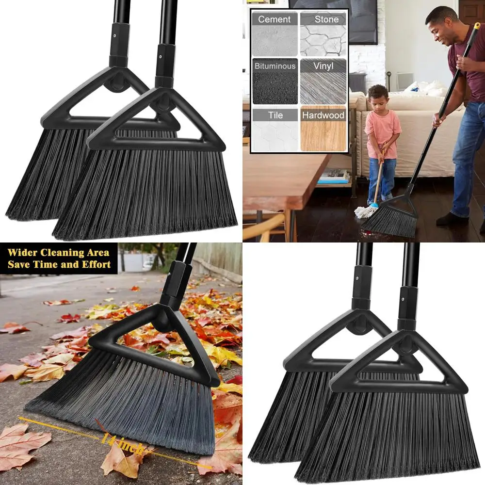 

Dual-Purpose Heavy-Duty Angle Brooms with Extended Handles for Indoor and Outdoor Use: Ideal for Garages, Kitchens, and Restaura