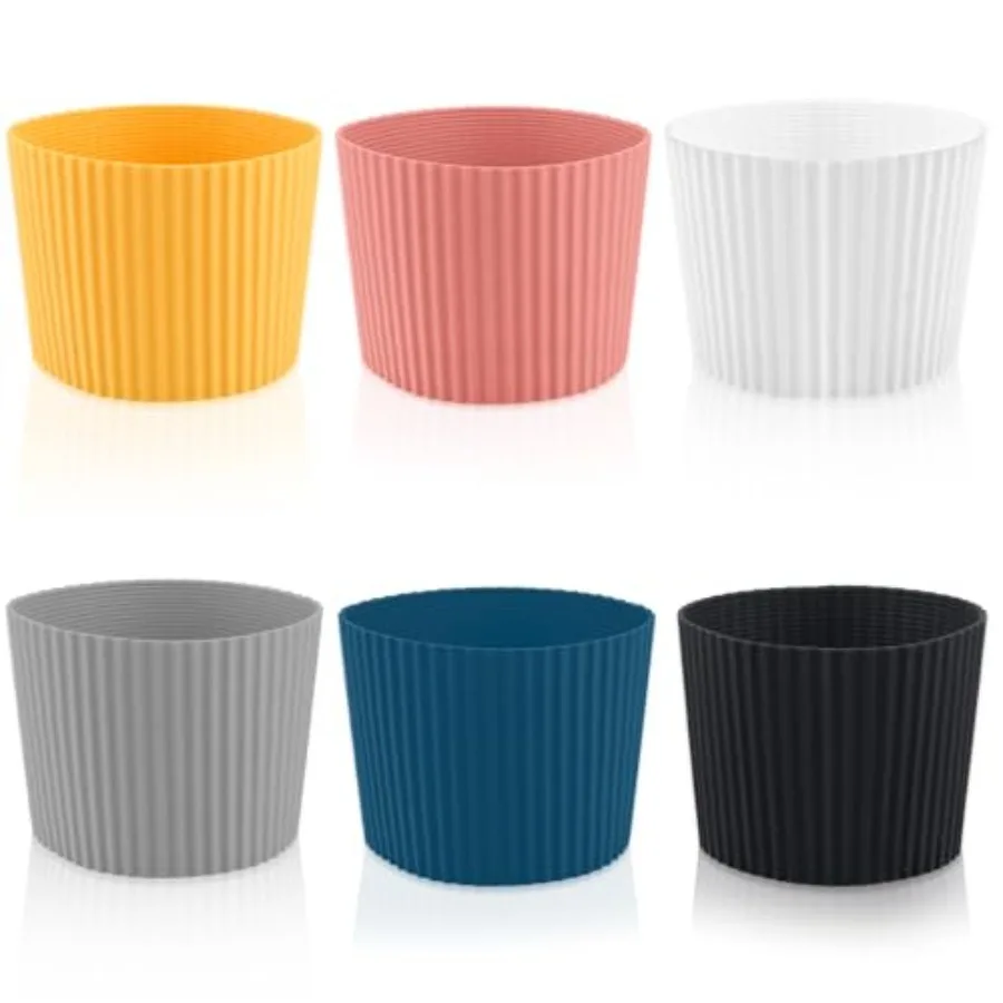 

6 Pack Silicone Cup eve Heat Resistant Coffee Cup Protective eve Nonslip Glass Bottle Mug Protector Cover for Home Travel - Mul