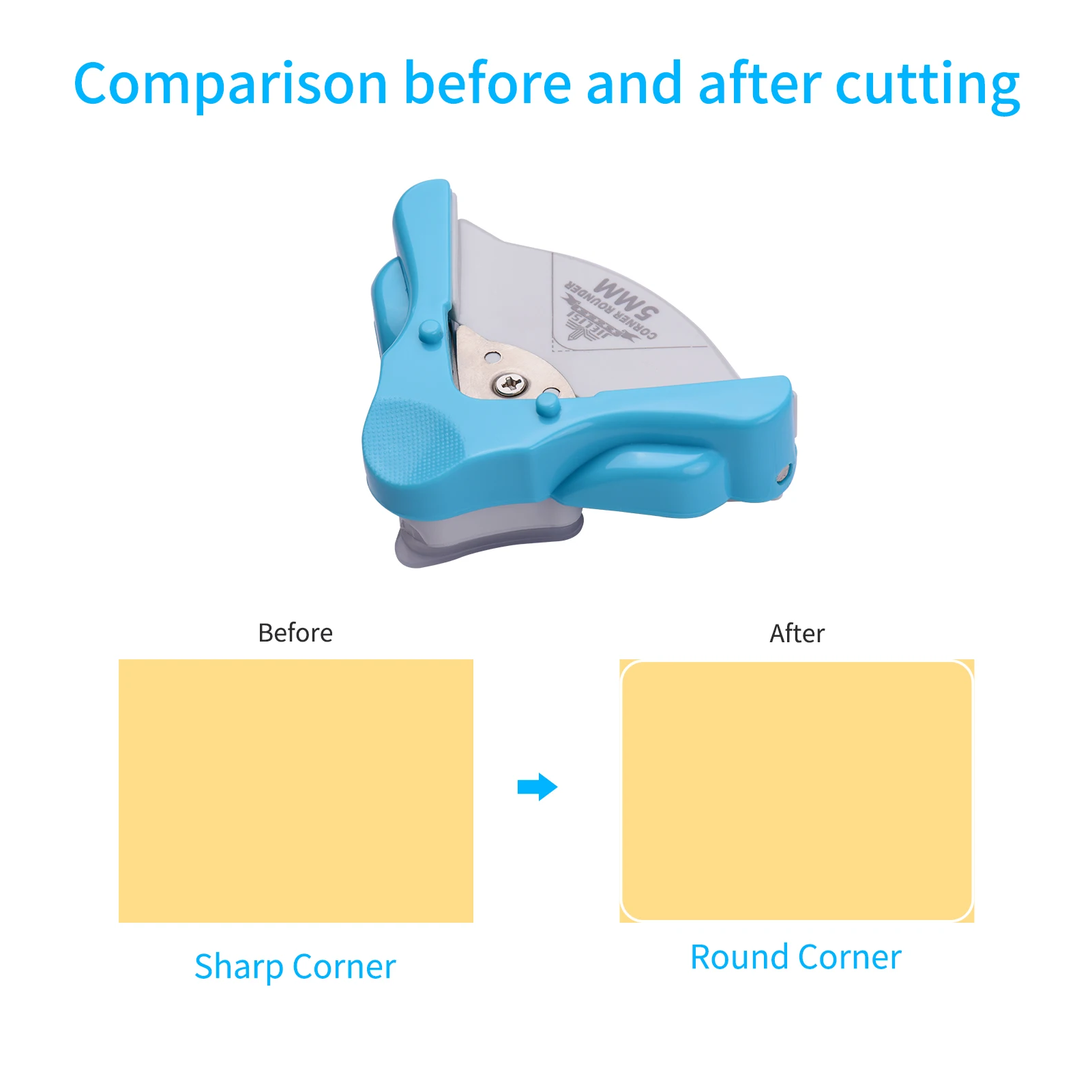 JIELISI Portable Corner Rounder R5 Round Corner Trimmer Cutter 5mm for Card Photo Invitation Laminating Pouches