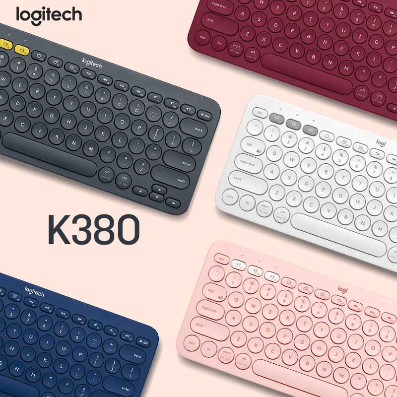 Logitech-teclado de oficina portátil, dispositivo múltiple, Delgado, práctico, para PC, Windows, MacOS, M350, K380 teclado inalámbrico Bluetooth