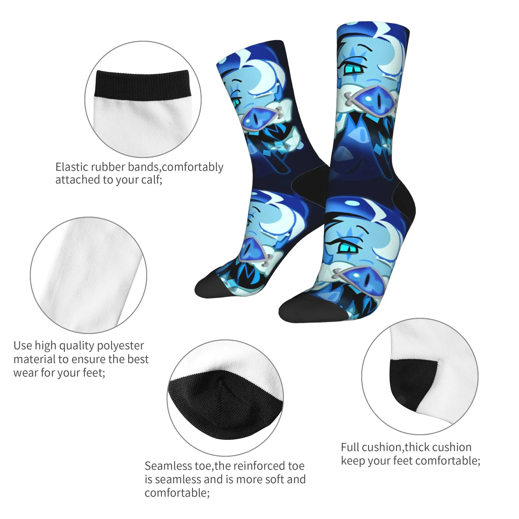 Shadow Milk Cookie Run Kingdom Socks Men's Women's Cartoon Anime Socks Hip Hop Spring Summer Autumn Winter Middle Tube Socks