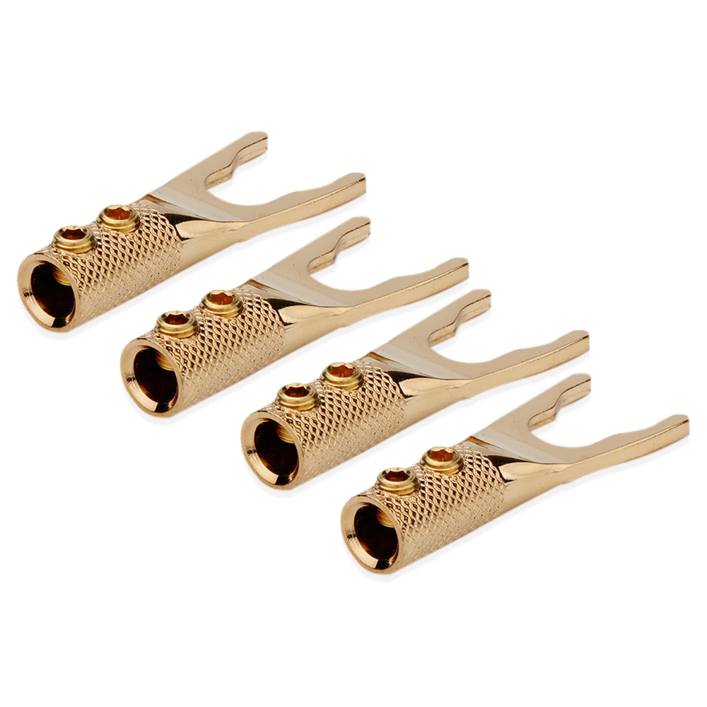 Hochwertiger Y-Spade-Stecker mit Schraubverschluss, rhodiumbeschichtet, für Lautsprecherkabel, lötfrei, DIY-Kabel – Detail 3