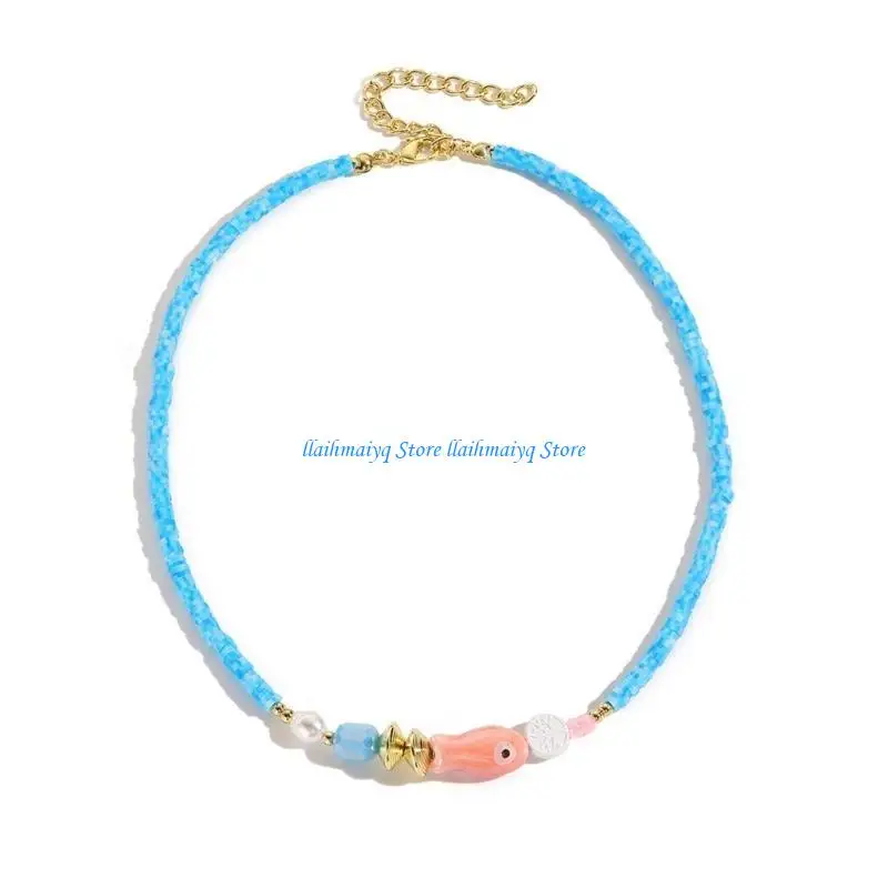 

573B Bohemian Collarbone Chain Colorful Necklace Jewelry for Women and Ladies