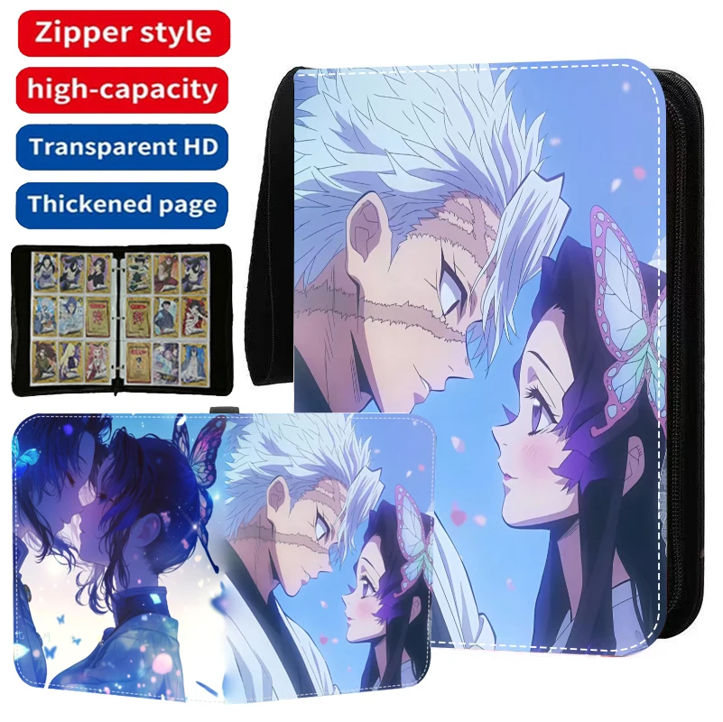 

900Pcs 4/9 Pocket Anime Demon Slayer Card Binder Book Zipper PU Leather Cards Album Display Game Cards Collection Kids Toy Gift