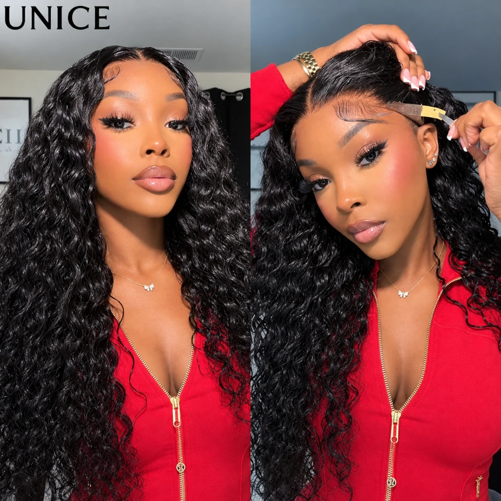 UNICE Bye-Bye Slip 13x4 Lace Frontal Water Wave Wig With Baby Hair & Drawstring 100% Human Hair Glueless Wigs