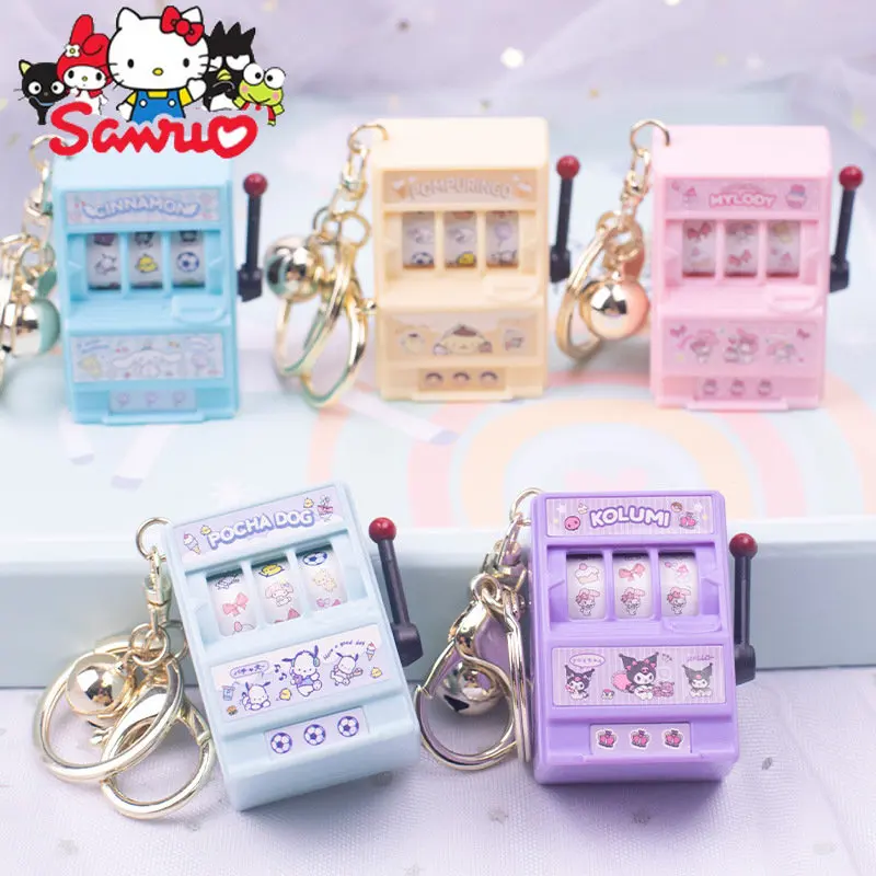 

Creative MINISO Melody Kuromi Hello Kitty Cinnamoroll Turnaround Fruit Lottery Machine Cartoon Keychain Simulation Model Toy