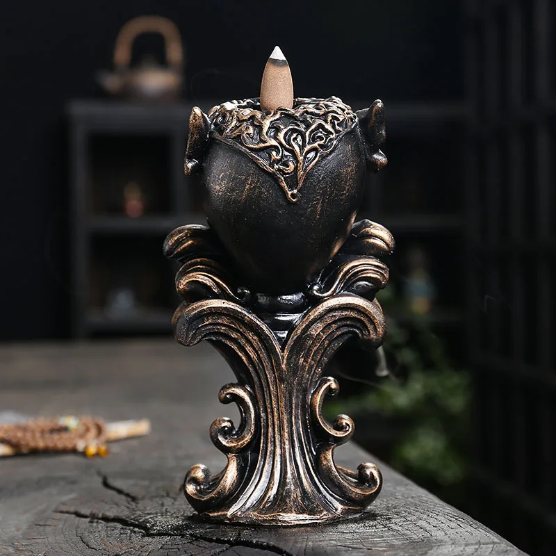 Resin Skeleton Backflow Incense Burner, Creative, Halloween, Ghost Festival Gift, Incense Holder, Decoration, Zen Garden