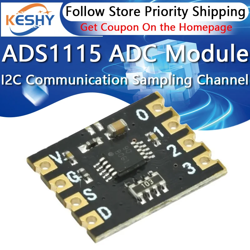 ZY ADS1115 Four 16-bit ADC Module I2C Communication Module ADC Sampling Channel ADS1115 Chip