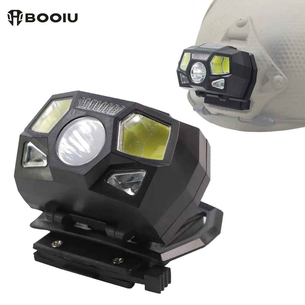 BOOIU Tactical FAST MICH Helmet Light NVG Mounted Signal Lamp Sensor Headlamp USB Charging Waterproof Hunting Fishing Headlight