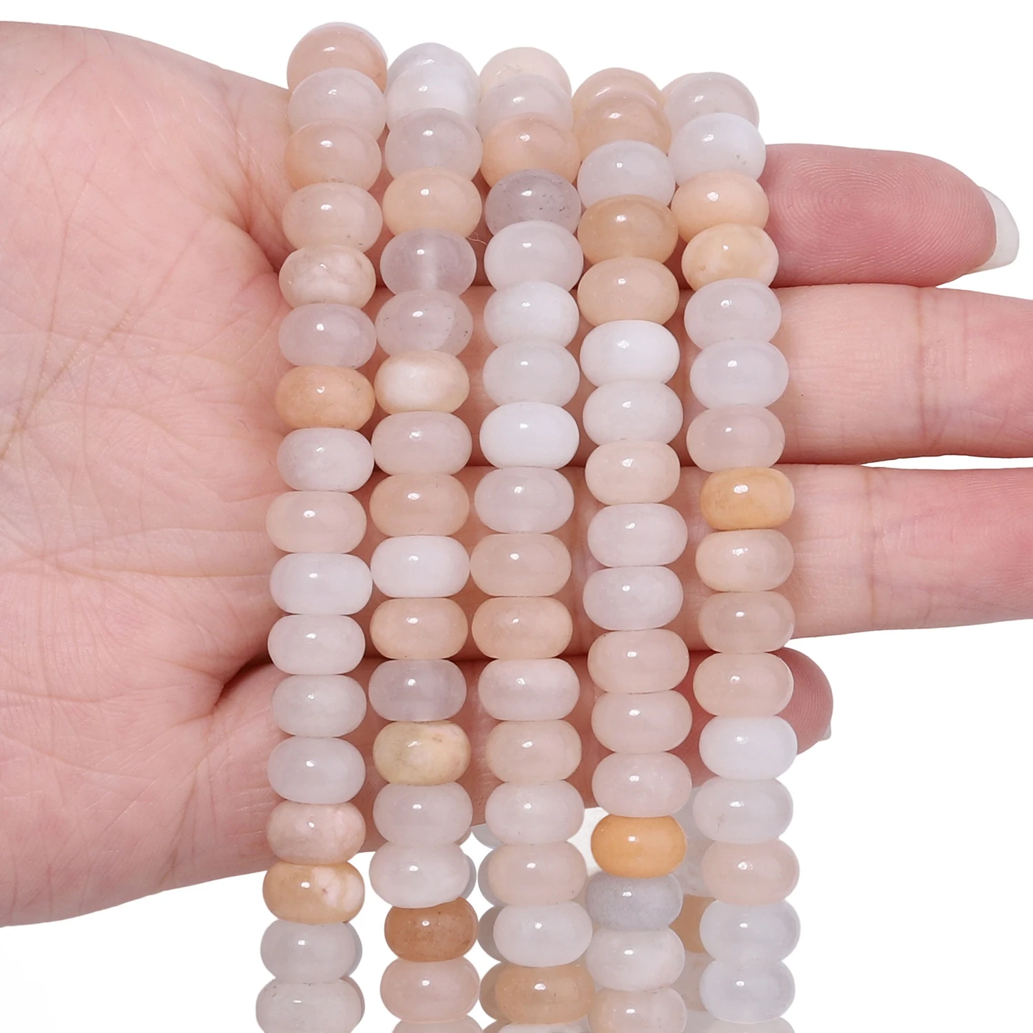 Perles en pierre d'aventurine rose naturelle, 8x5mm, rondes et plates en forme de boulier, perles d'espacement amples pour la fabrication de bijoux, accessoires de bricolage