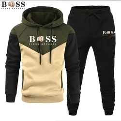 2024 Spring Brand Men Splash Ink Hoodies Sweatshirt+Sweatpants Suit Autumn Winter Warm Tracksuit Sets Men's Hooded Outwear