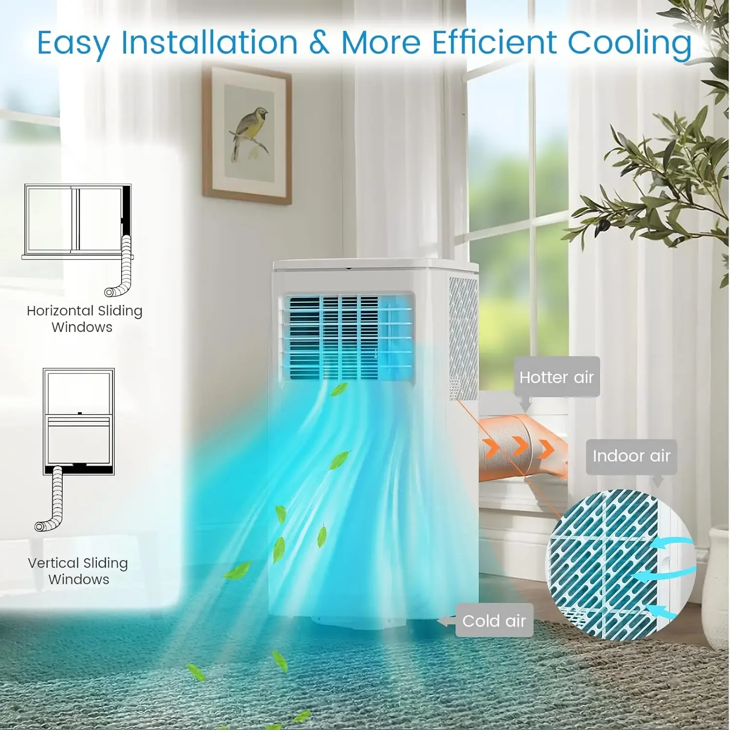 8000 BTU Portable Air Conditioners,Portable AC Cools up to 350 Sq.Ft,Room Air Conditioner with Remote Control,Dehumidifie